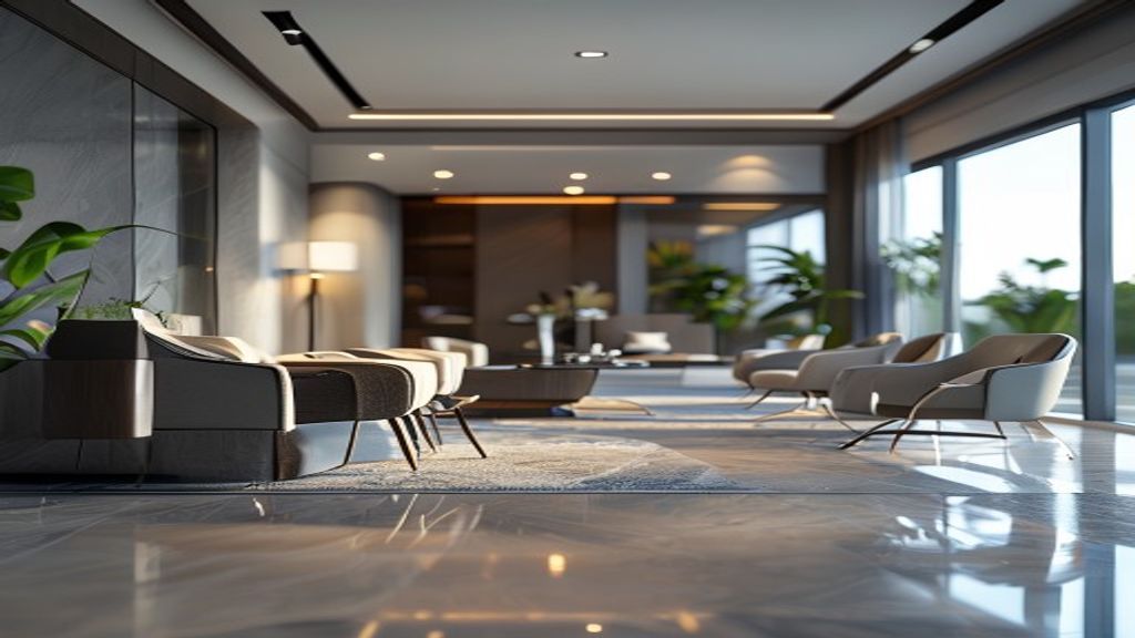 Luxurious skyline view of premium real estate firms showcasing elegant office towers and upscale property listings