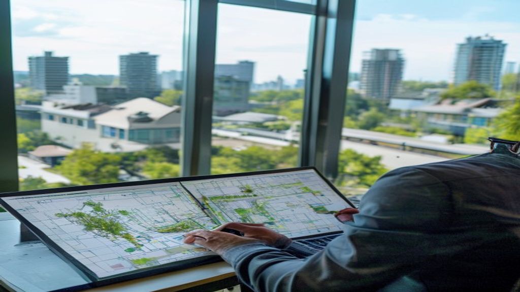 Modern residential and commercial buildings showcasing recent property developments in a vibrant urban neighborhood.