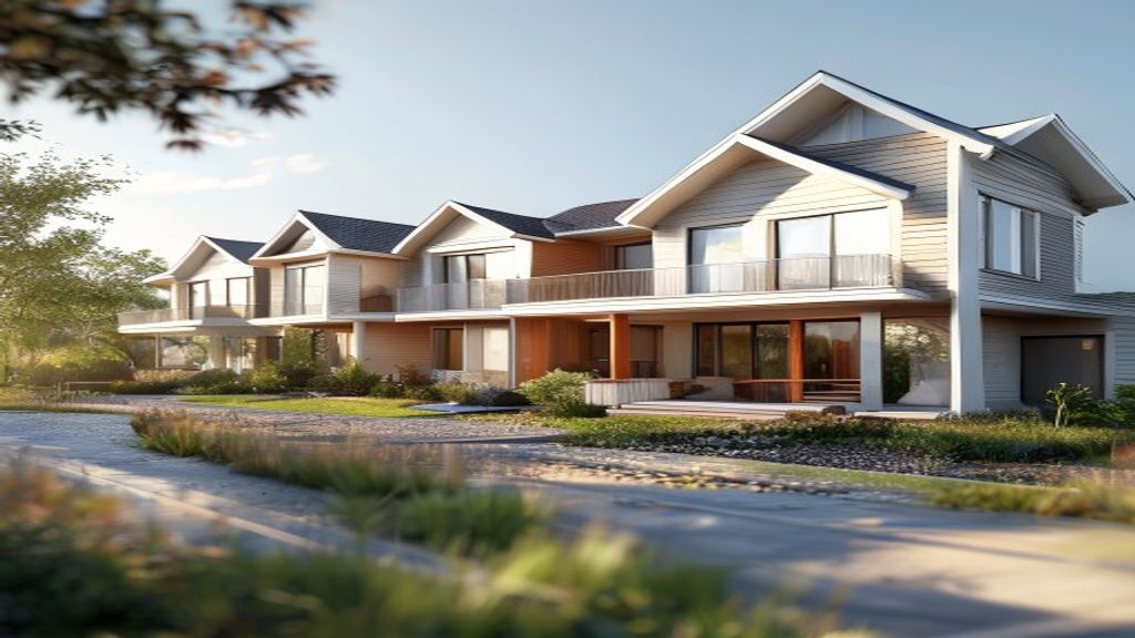 Modern newly built houses for sale with open floor plans, energy-efficient features, and landscaped yards.