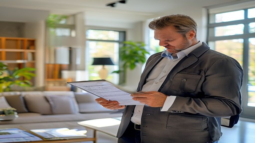Professional residential property valuation process showing appraiser analyzing home features and market data